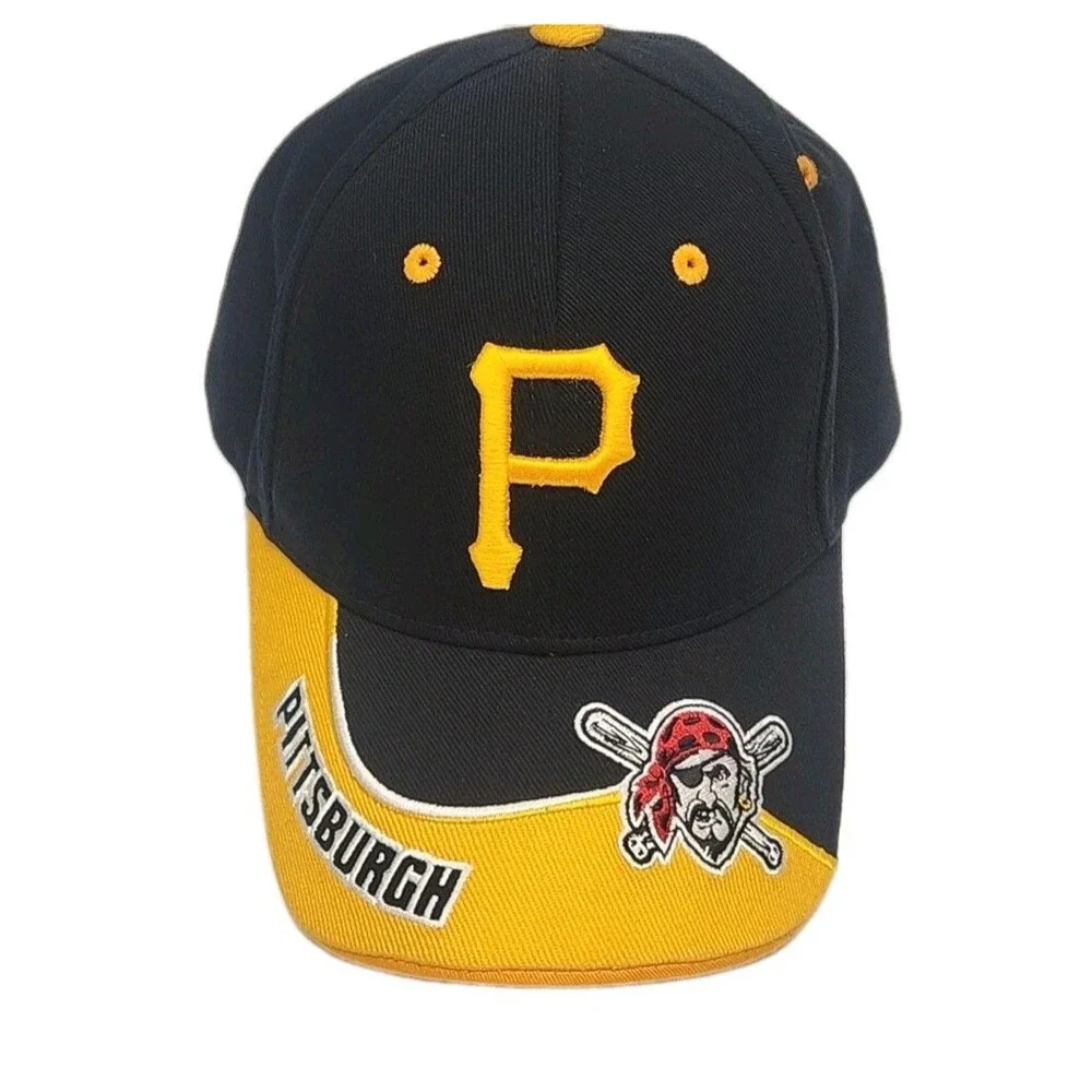 Pittsburgh Pirates Hat MLB Black Gold Adjustable Strapback Cap Fan Favorite OSFA